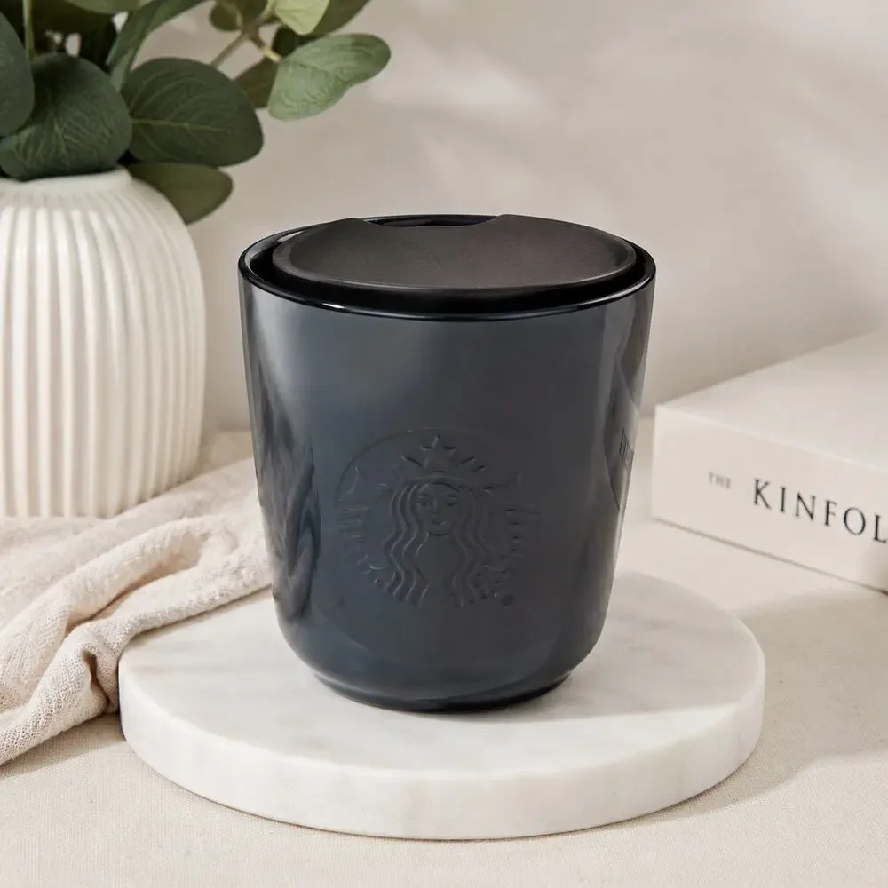 Starbucks 2020 8 oz Iridescent Blue Ceramic Canister w/ Lid Embossed Siren Logo